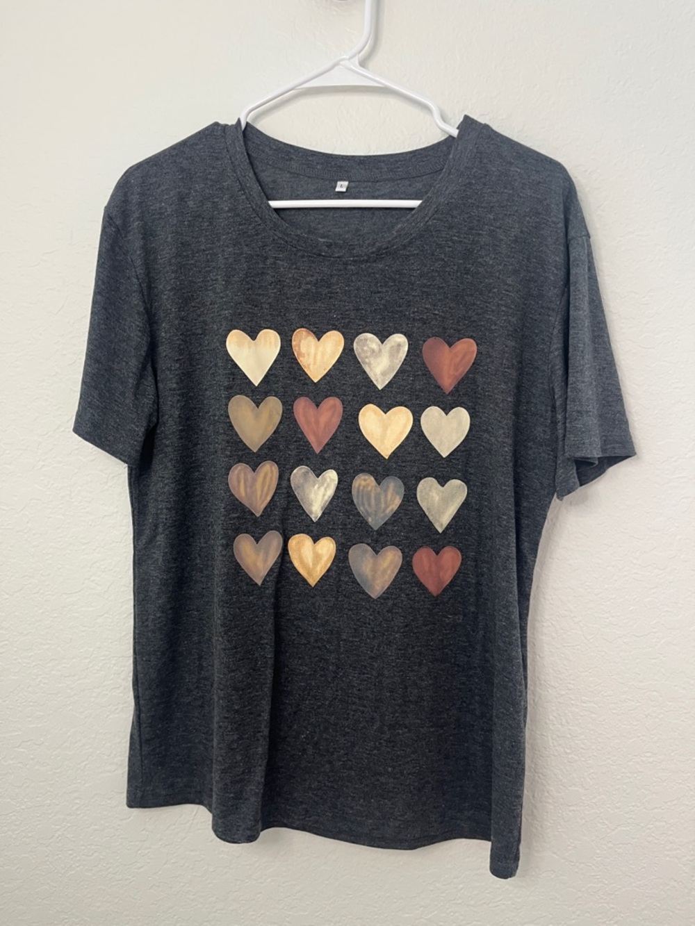 Amazon Women’s Dark Gray Heart Graphic Tee - Metallic Hearts